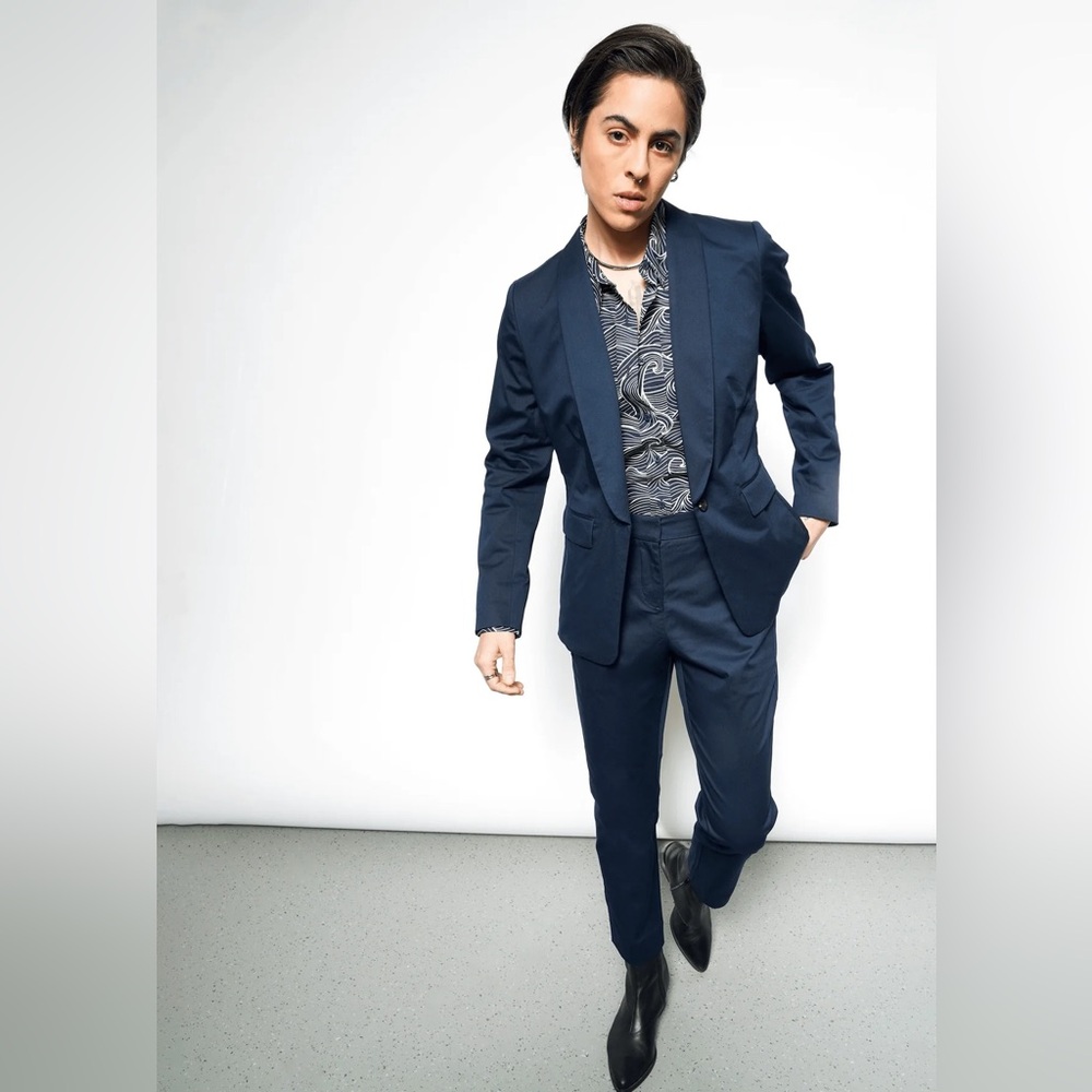 Wildfang Essential Tux Blazer and Essential Slim Crop Pant (full set) - Blue